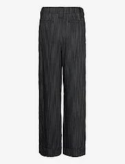 Ganni - Drapey Stripe Suiting Mid Waist Pleat Pants - hosen mit weitem bein - black - 1