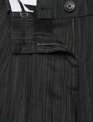 Ganni - Drapey Stripe Suiting Mid Waist Pleat Pants - spodnie szerokie - black - 3