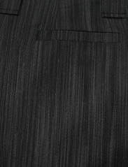 Ganni - Drapey Stripe Suiting Mid Waist Pleat Pants - hosen mit weitem bein - black - 4
