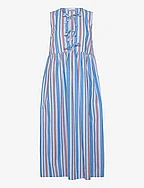 Stripe Cotton Midi Dress - BRILLIANT BLUE