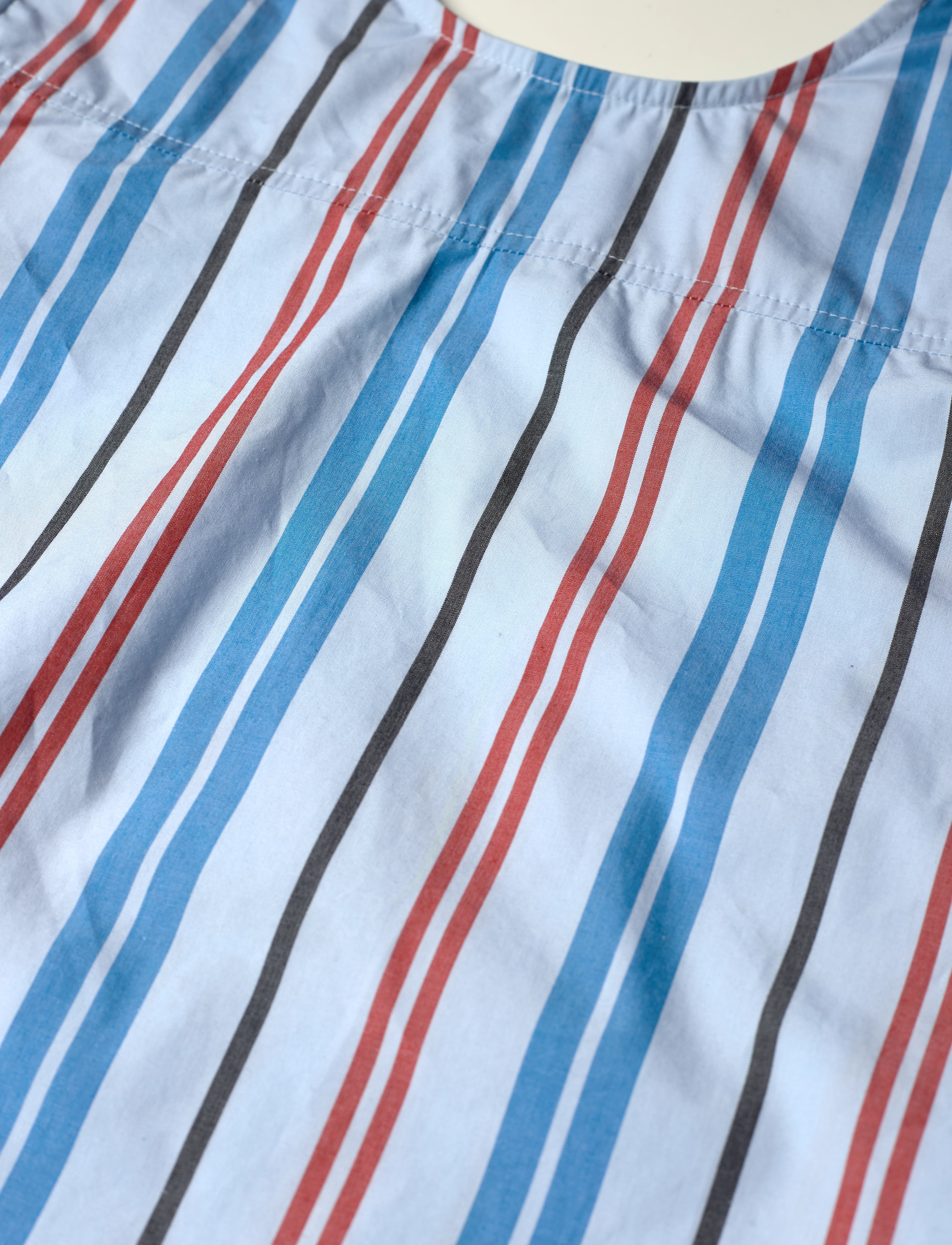 Ganni - Stripe Cotton Open Back Top - kortærmede bluser - brilliant blue - 2
