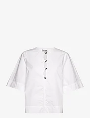 Ganni - Cotton Poplin Blouse - short-sleeved blouses - bright white - 0