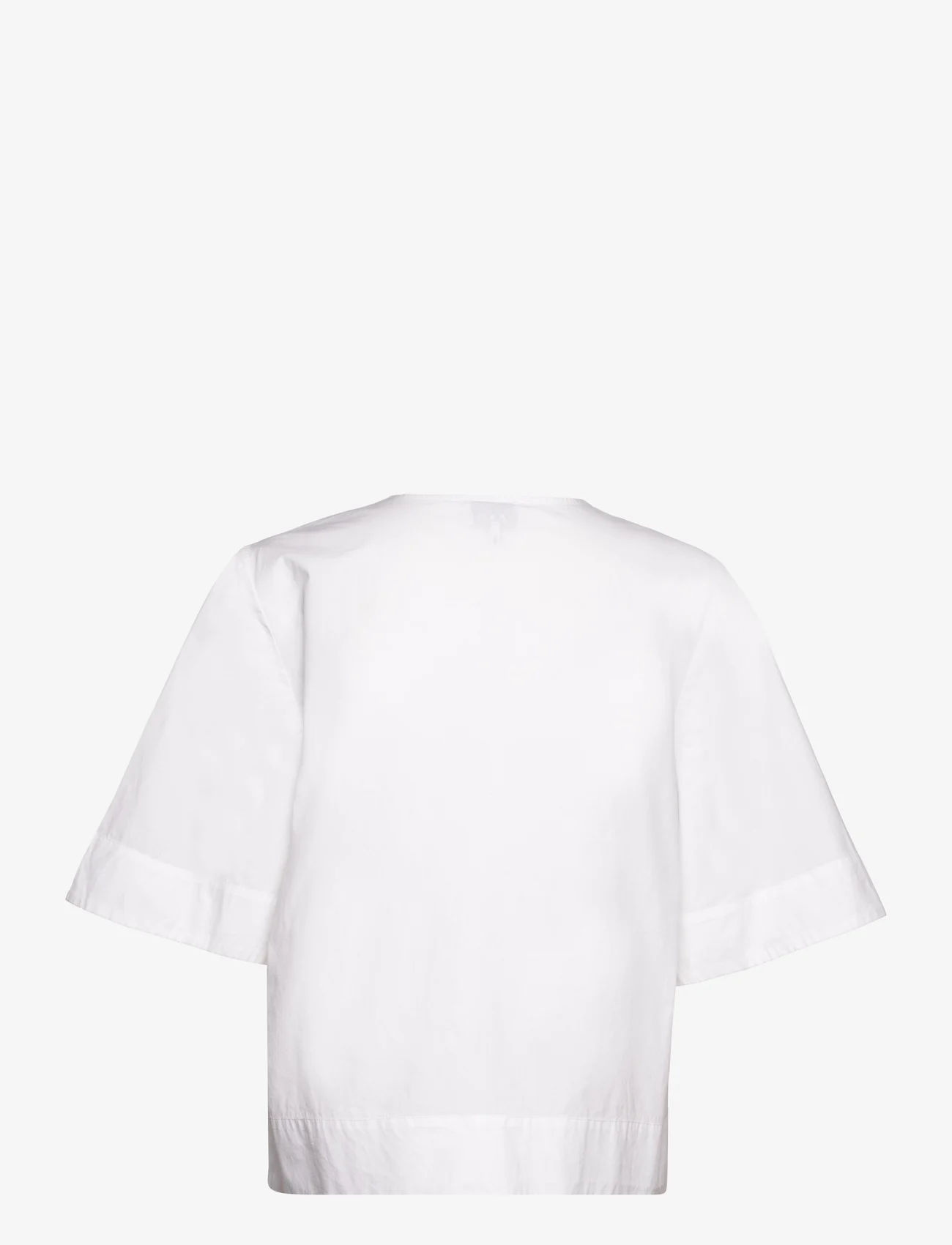 Ganni - Cotton Poplin Blouse - short-sleeved blouses - bright white - 1
