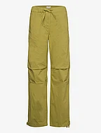 Washed Cotton Canvas Draw String Pants - SPINACH GREEN
