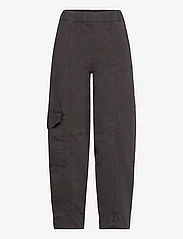 Ganni - Washed Cotton Canvas Elasticated Curve Pants - cargo pants - phantom - 0
