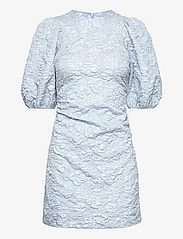 Ganni - Stretch Jacquard Puff Sleeves Mini Dress - party dresses - sky blue - 0
