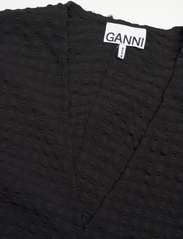 Ganni - Stretch Seersucker - kortærmede bluser - black - 2