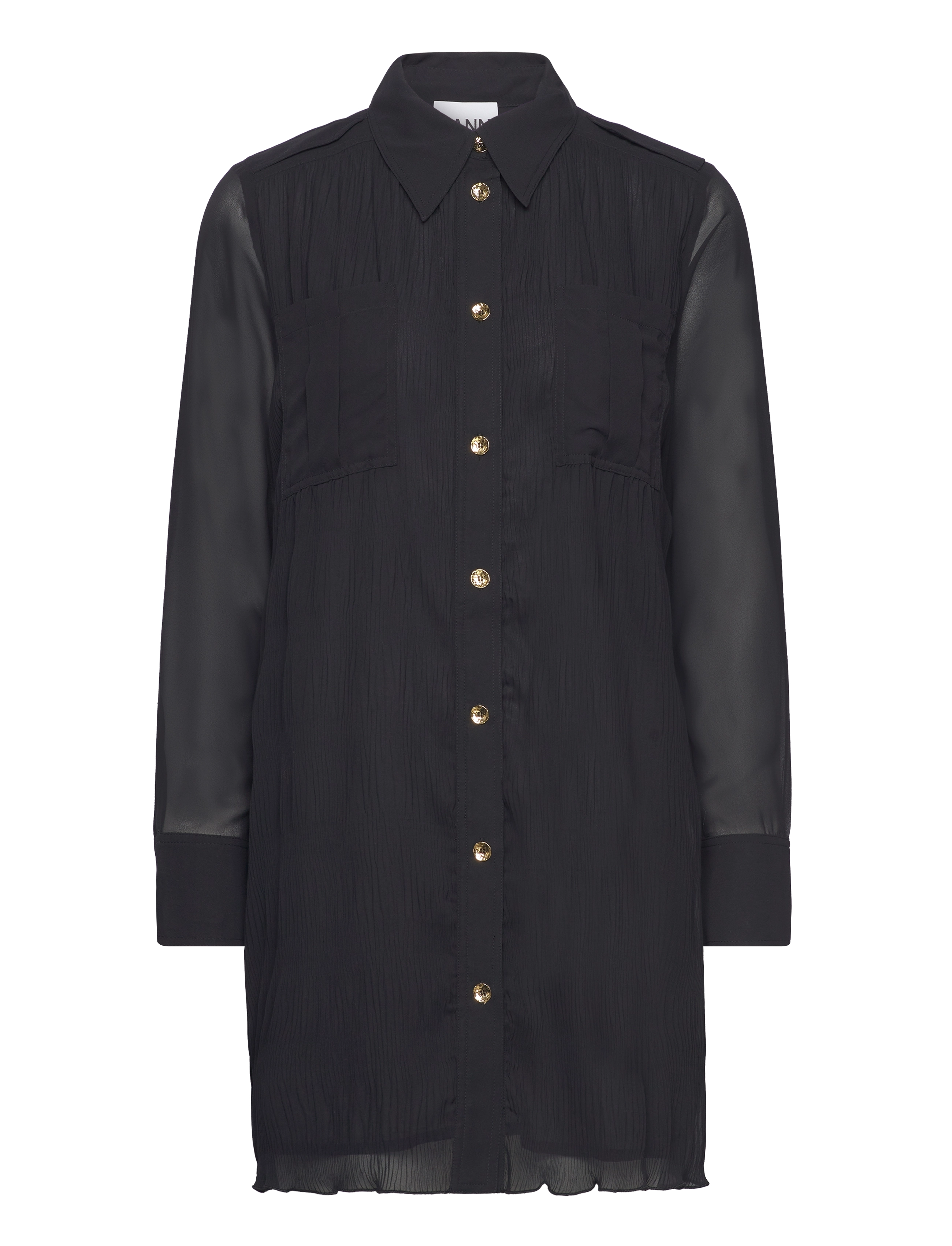 GANNI Pleated Georgette Schwarz - 34 - Damen