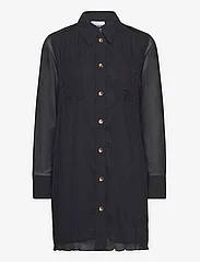 Ganni - Pleated Georgette - shirt dresses - black - 0