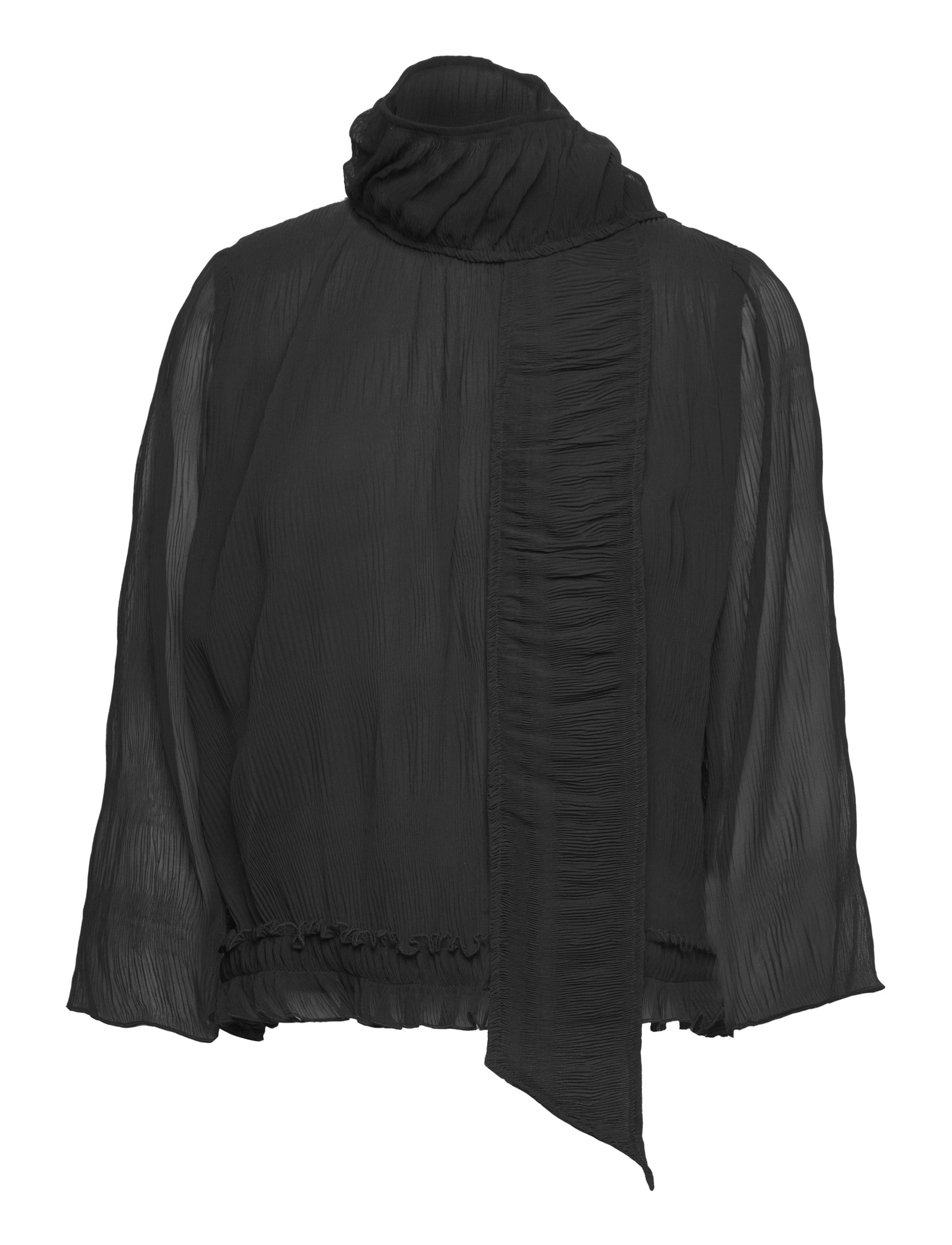 GANNI Pleated Georgette Schwarz - 34 - Damen