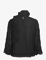 Ganni - Pleated Georgette - short-sleeved blouses - black - 2