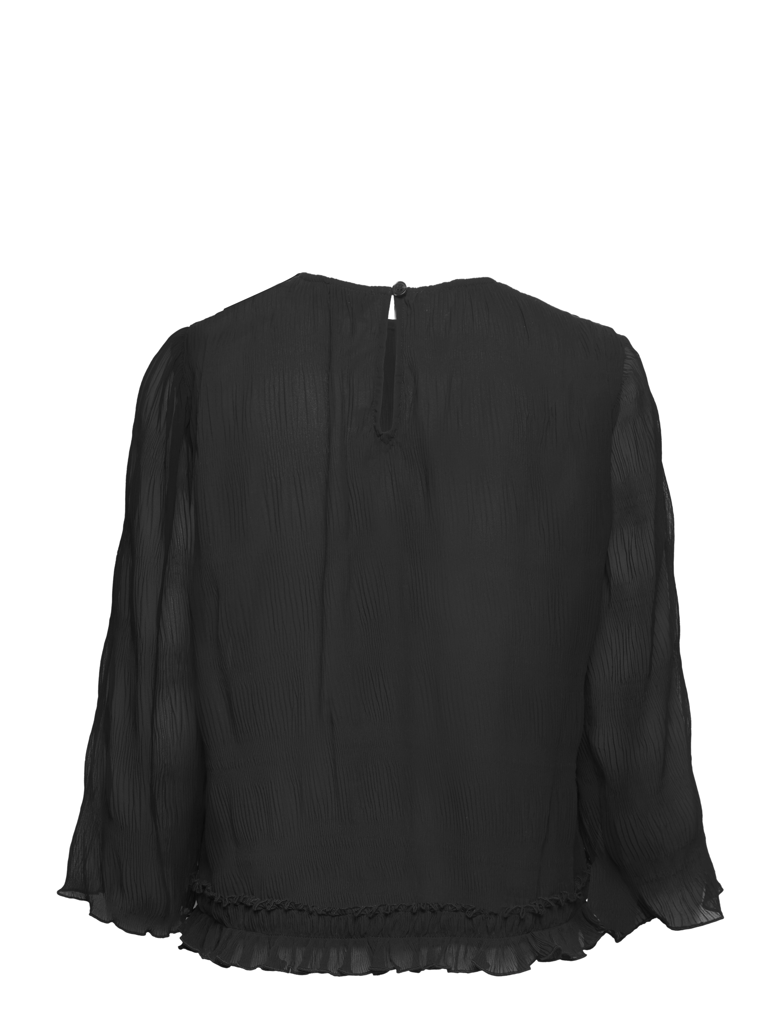 Ganni - Pleated Georgette - kortärmade blusar - black - 3