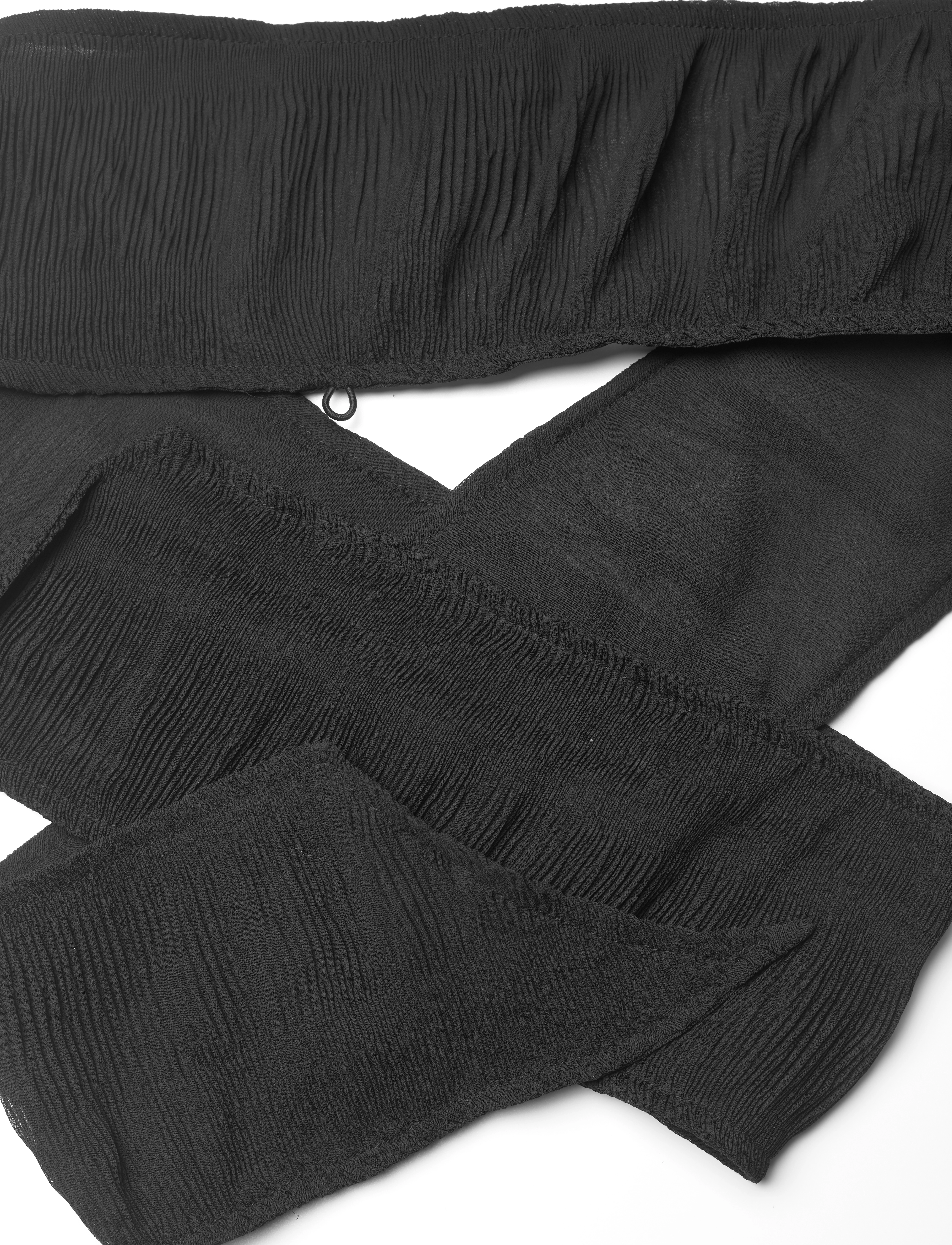 Ganni - Pleated Georgette - kortärmade blusar - black - 5