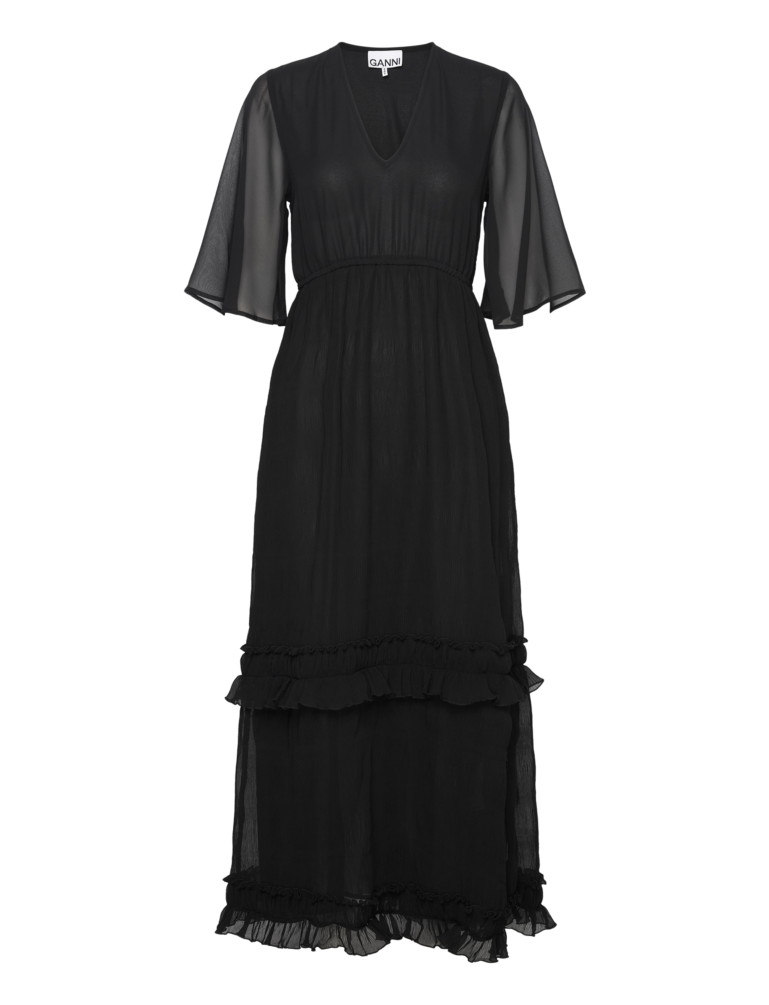 GANNI Pleated Georgette Schwarz - 34 - Damen