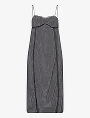 Ganni - Shiny Tech - slip dresses - gray pinstripe - 0