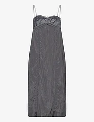 Ganni - Shiny Tech - slip dresses - gray pinstripe - 2