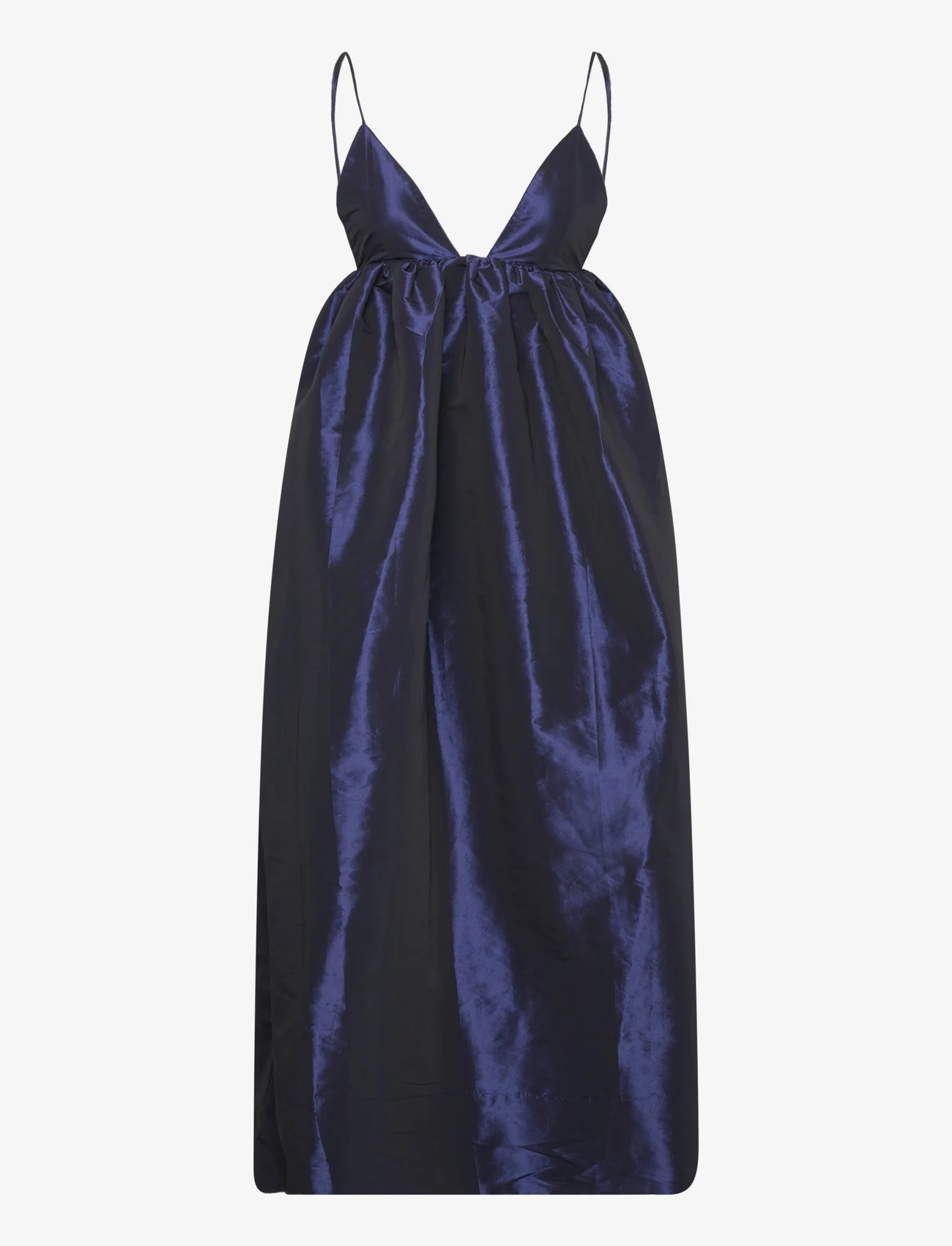 Ganni - Shiny Taffeta - midi jurken - sodalite blue - 0