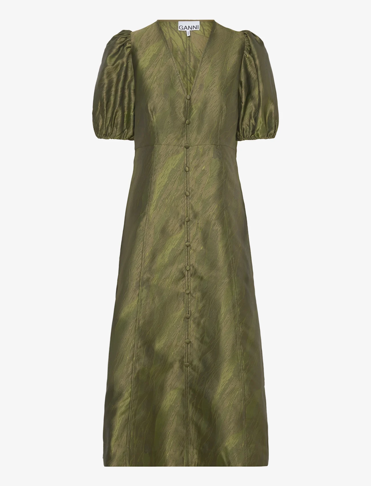 Ganni - Shiny Jacquard - midi kjoler - avocado - 0