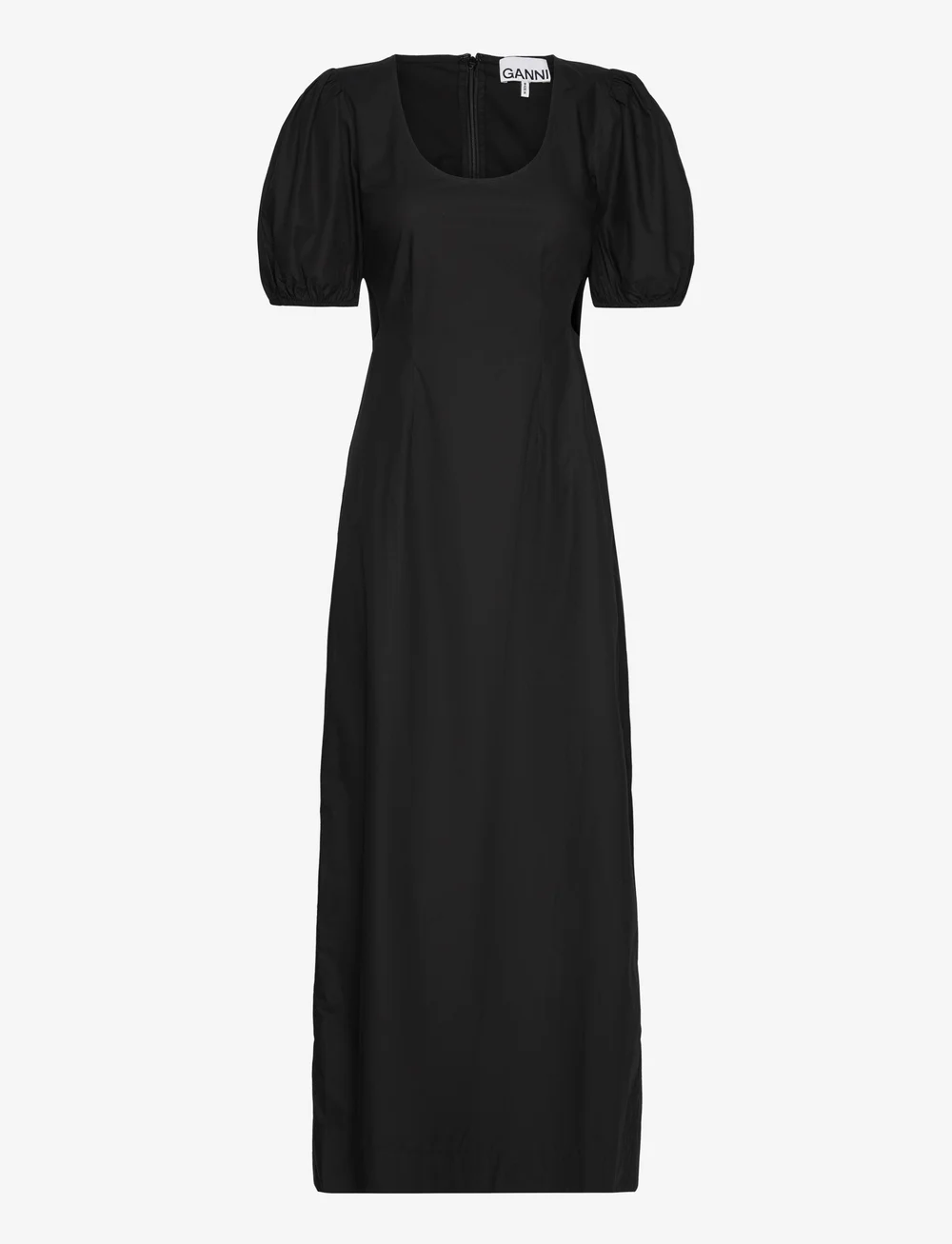 Ganni - Cotton Poplin Cutout Dress - maxi kjoler - black - 0