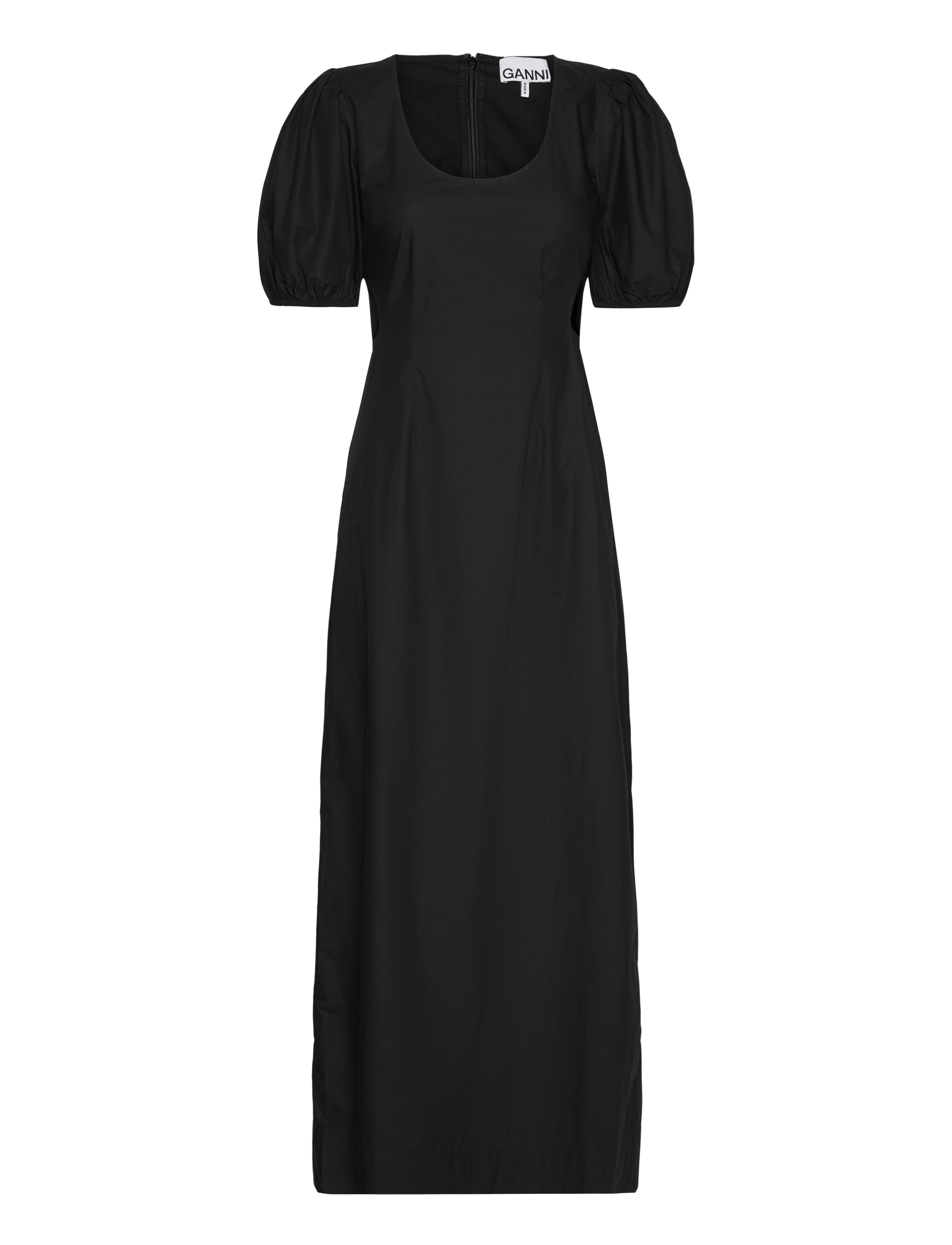 Ganni Cotton Poplin Cutout Dress - Klänningar - BLACK / black