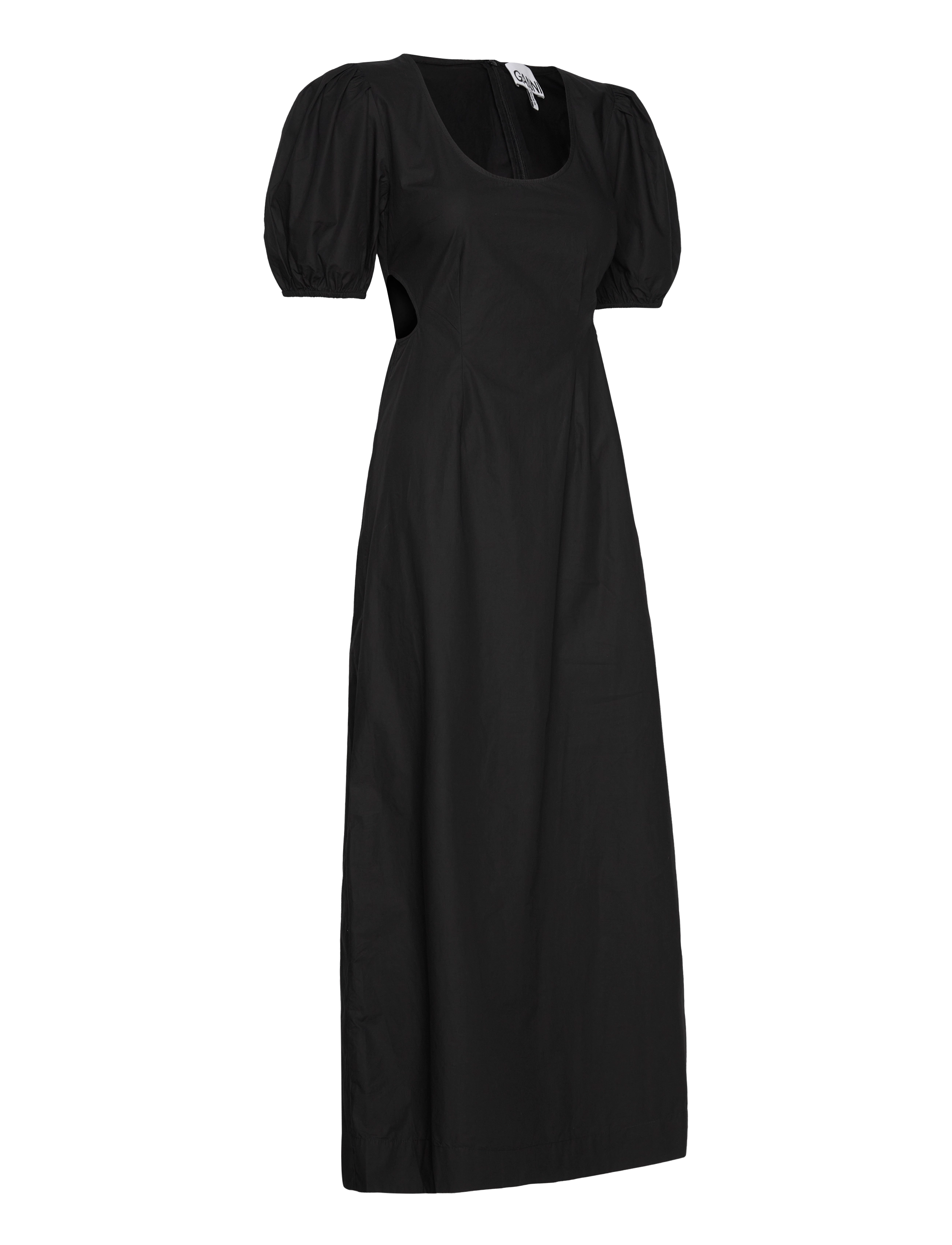 Ganni - Cotton Poplin Cutout Dress - maxi dresses - black - 2