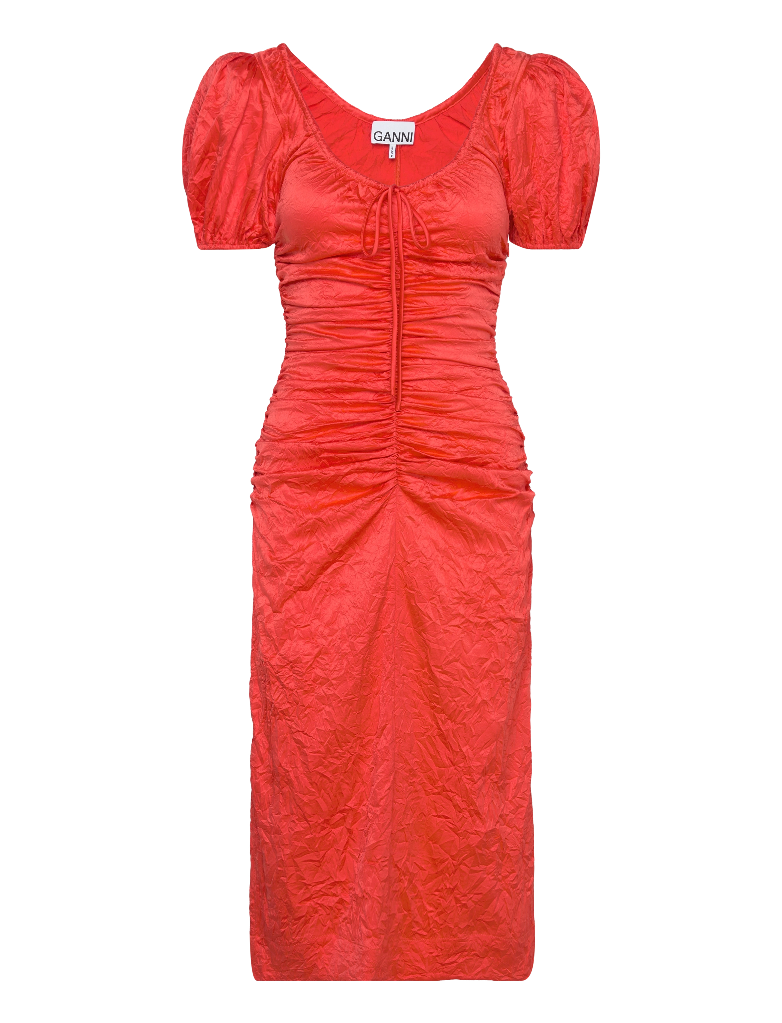 Ganni Crinkled Satin - Kjoler - GRENADINE / red