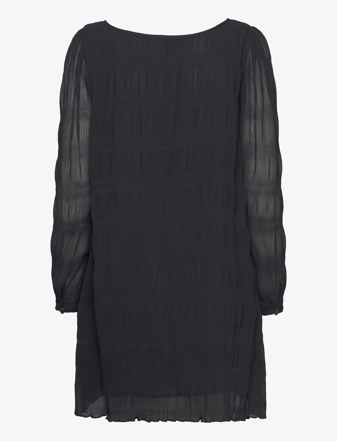 Ganni - Pleated Georgette - short dresses - black - 1