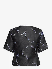 Ganni - 3D Jacquard - short-sleeved blouses - black - 1