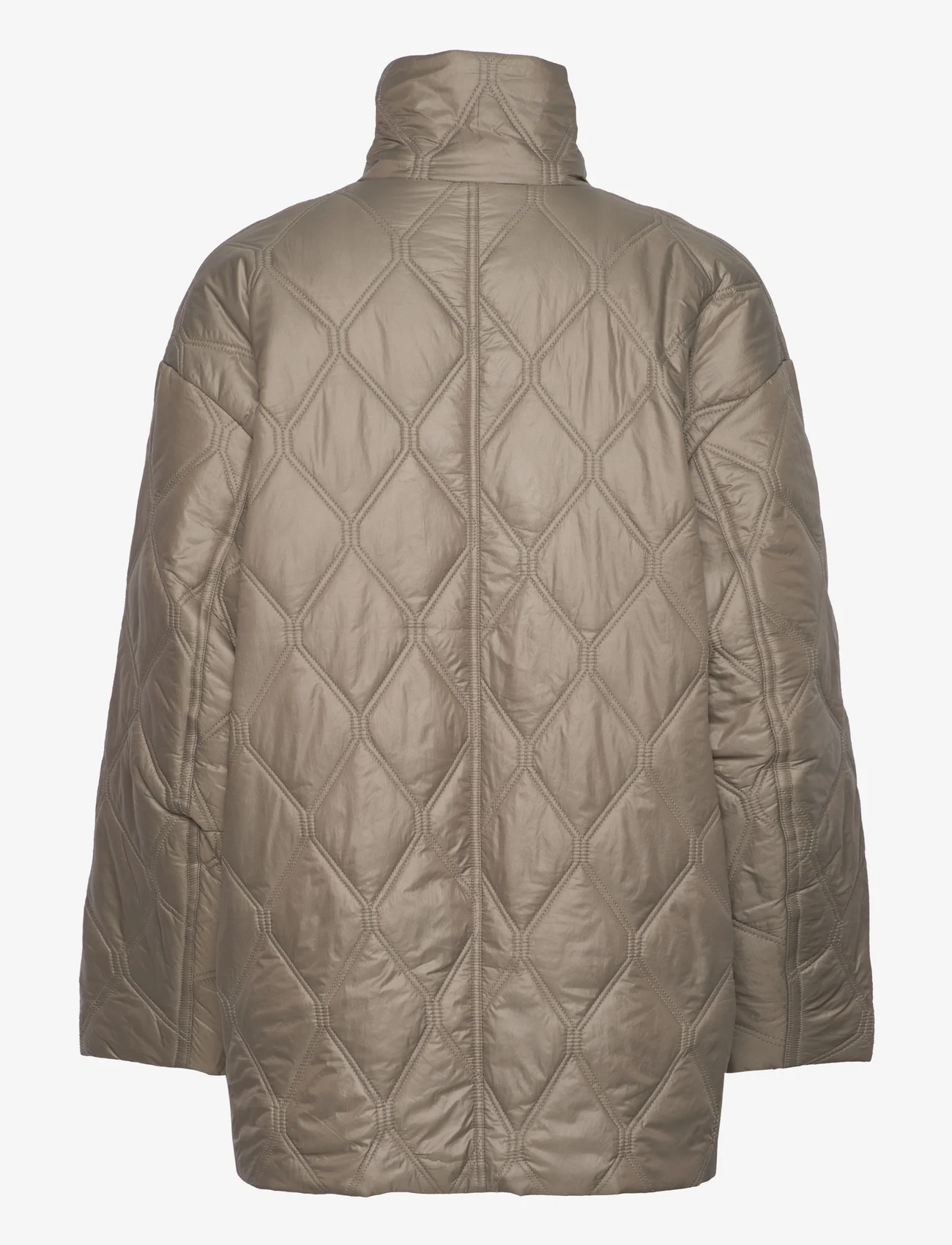 Ganni - Shiny Quilt - quilted jackets - fallen rock - 1