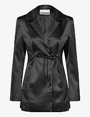 Ganni - Double Satin - double breasted blazers - black - 0
