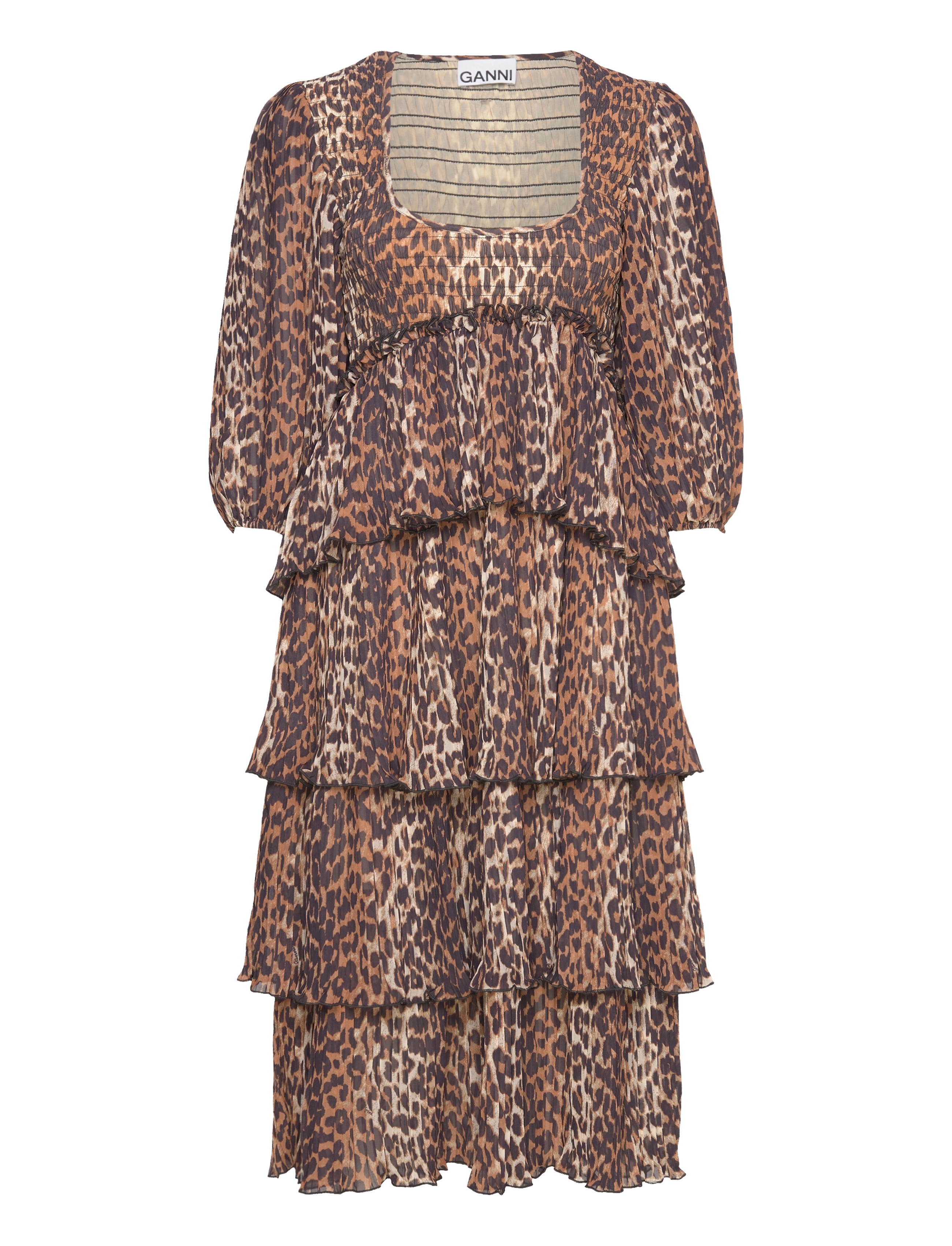 GANNI Pleated Georgette Braun - 34 - Damen