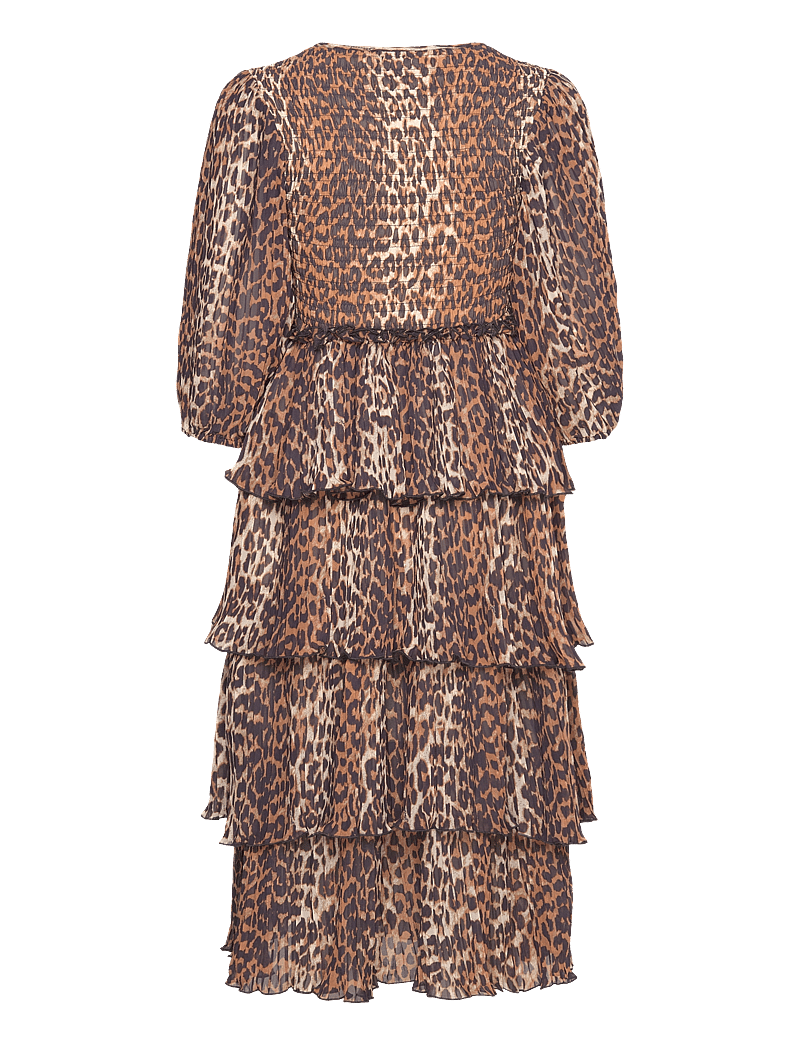 Ganni - Pleated Georgette - sommarklänningar - almond milk - 1