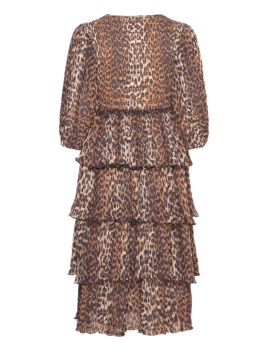 Ganni - Pleated Georgette - sommarklänningar - almond milk - 1
