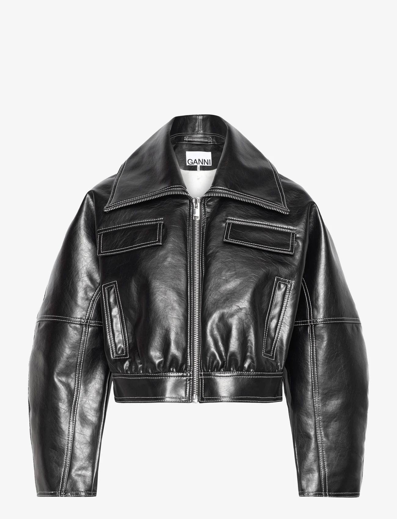 Ganni - Future Coated - leather jackets - black - 0