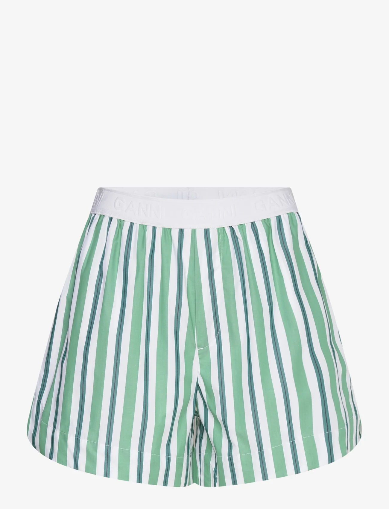 Ganni - Stripe Cotton - casual shorts - creme de menthe - 0