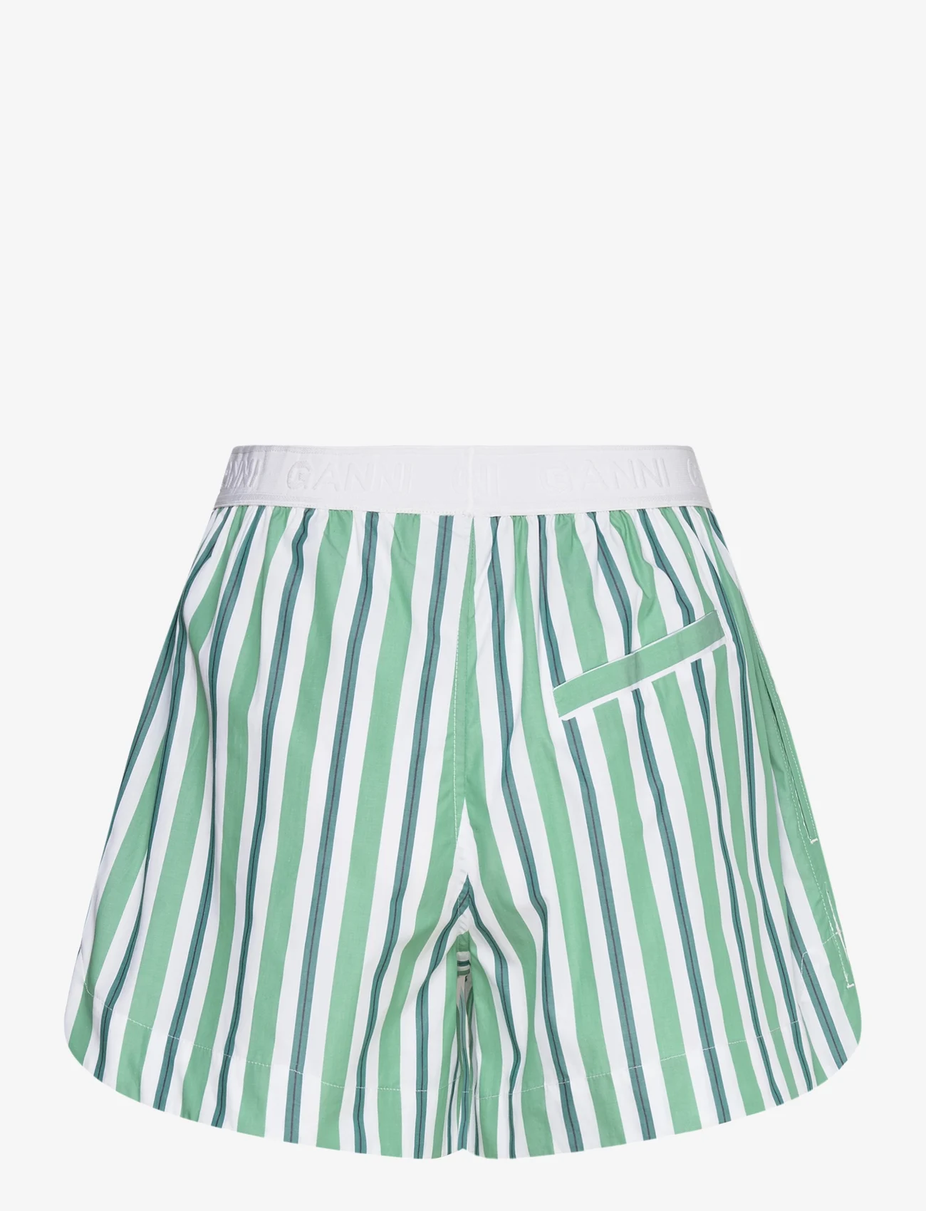 Ganni - Stripe Cotton - casual shorts - creme de menthe - 1