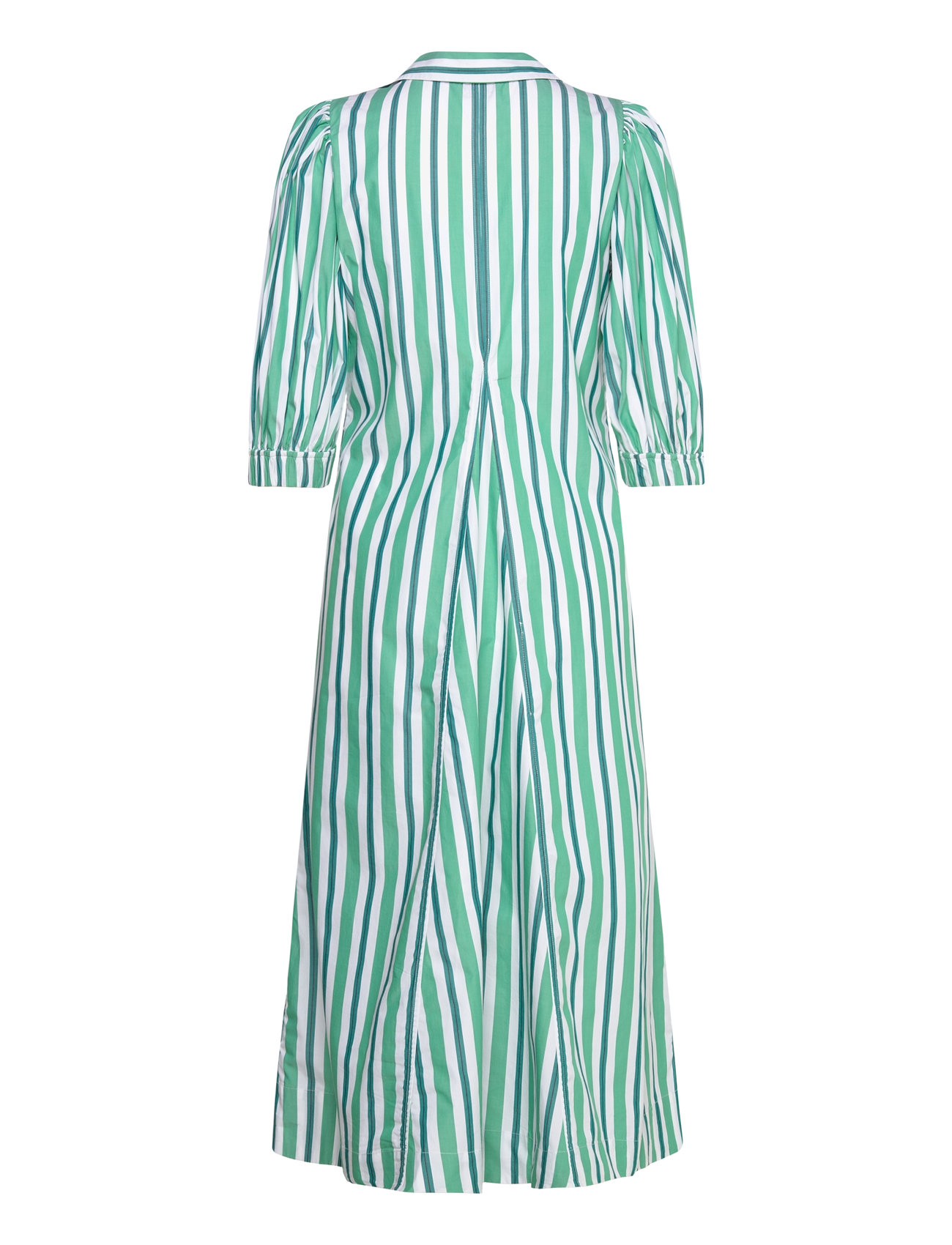 ganni green and white striped dress