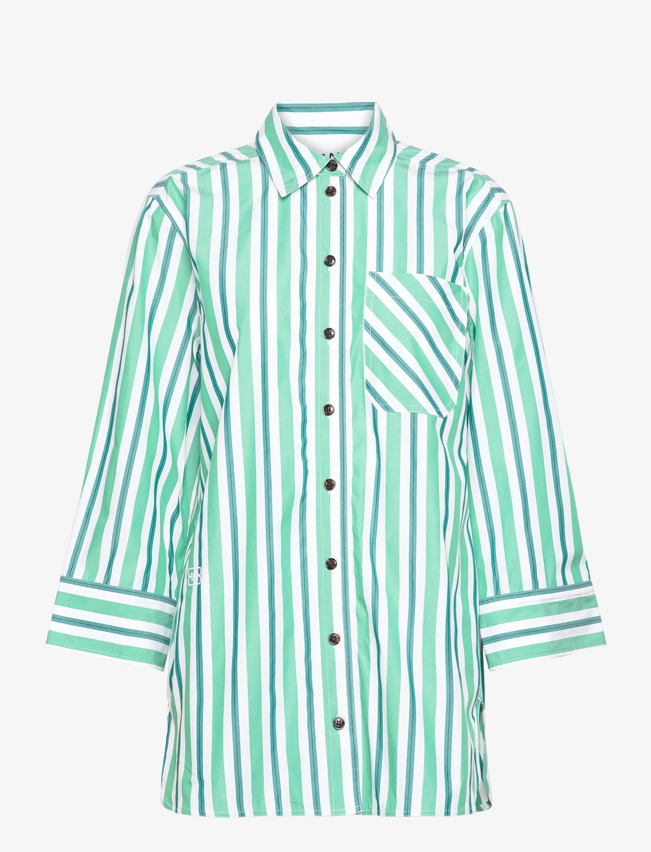 Ganni - Stripe Cotton - denim shirts - creme de menthe - 0