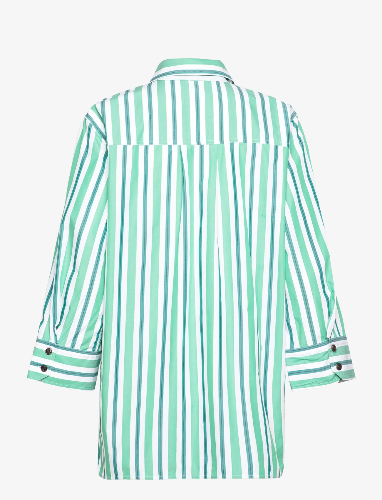 Ganni - Stripe Cotton - denim shirts - creme de menthe - 1