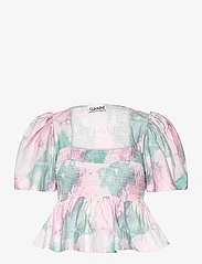 Ganni - Printed Cotton Poplin - short-sleeved blouses - lilac sachet - 0