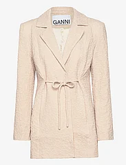 Ganni - Textured Suiting - belted blazers - oyster gray - 0