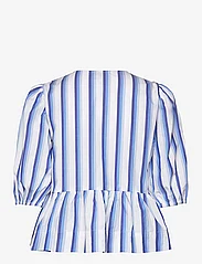 Ganni - Stripe Cotton - palaidinės trumpomis rankovėmis - silver lake blue - 1