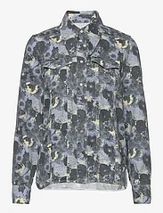 Ganni - Print Denim Shirt - langärmlige hemden - brunnera blue - 0