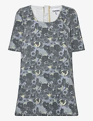 Ganni - Print Denim Mini Dress - korte kjoler - brunnera blue - 0