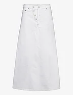 White Denim Double Fly Maxi Skirt - BRIGHT WHITE