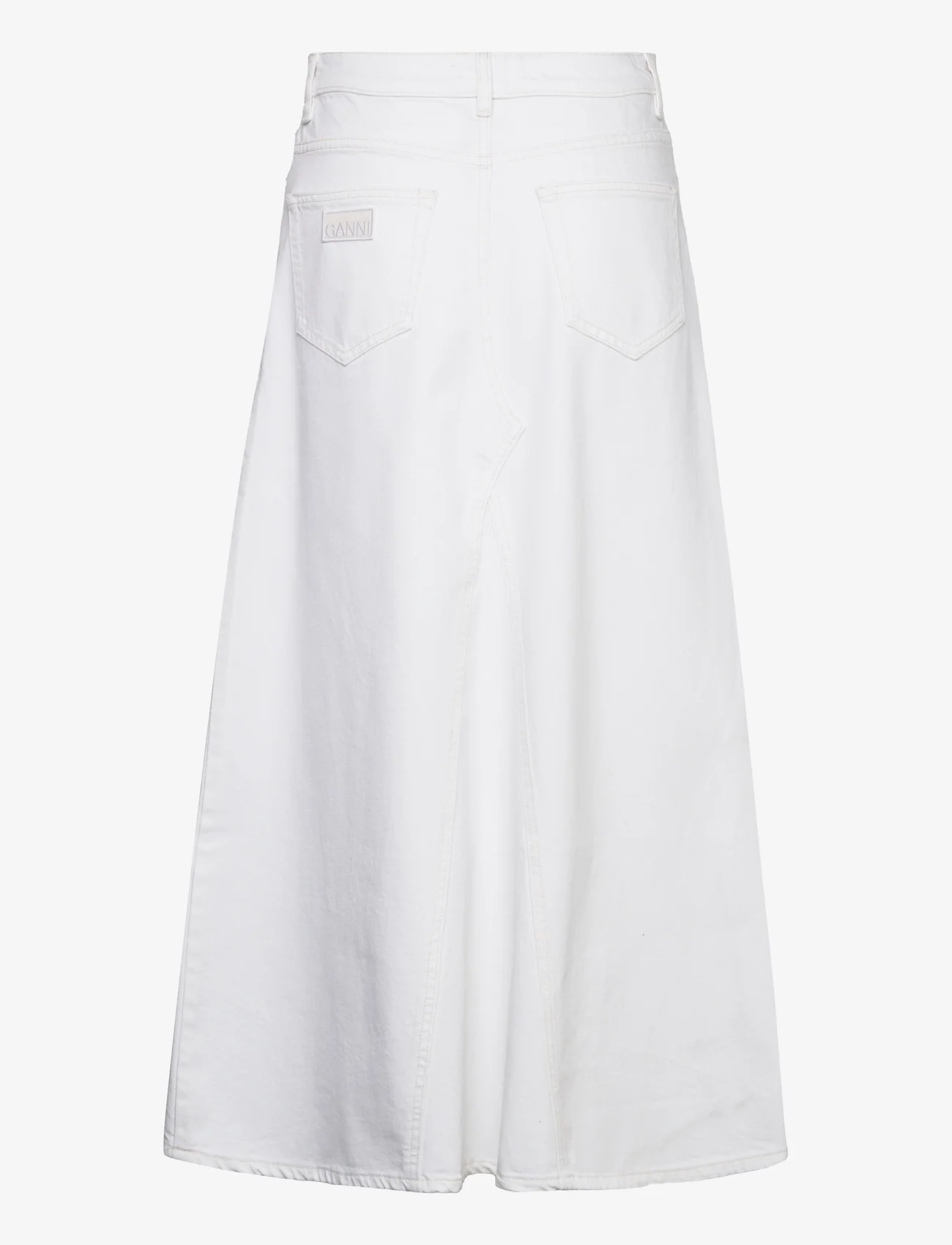 Ganni - White Denim Double Fly Maxi Skirt - jeansrokken - bright white - 1