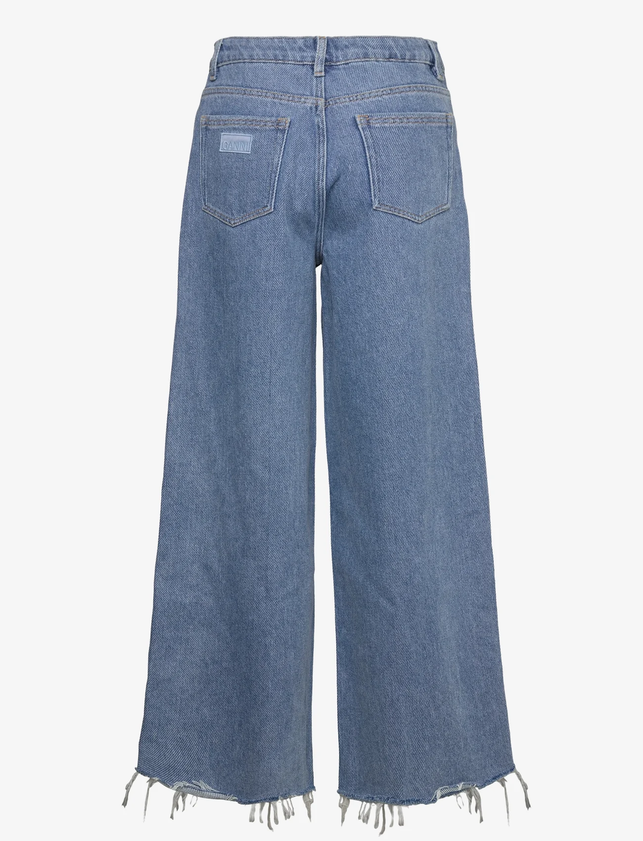 Ganni - Heavy Denim Wide Drawstring Jeans - leveälahkeiset farkut - light blue stone - 1