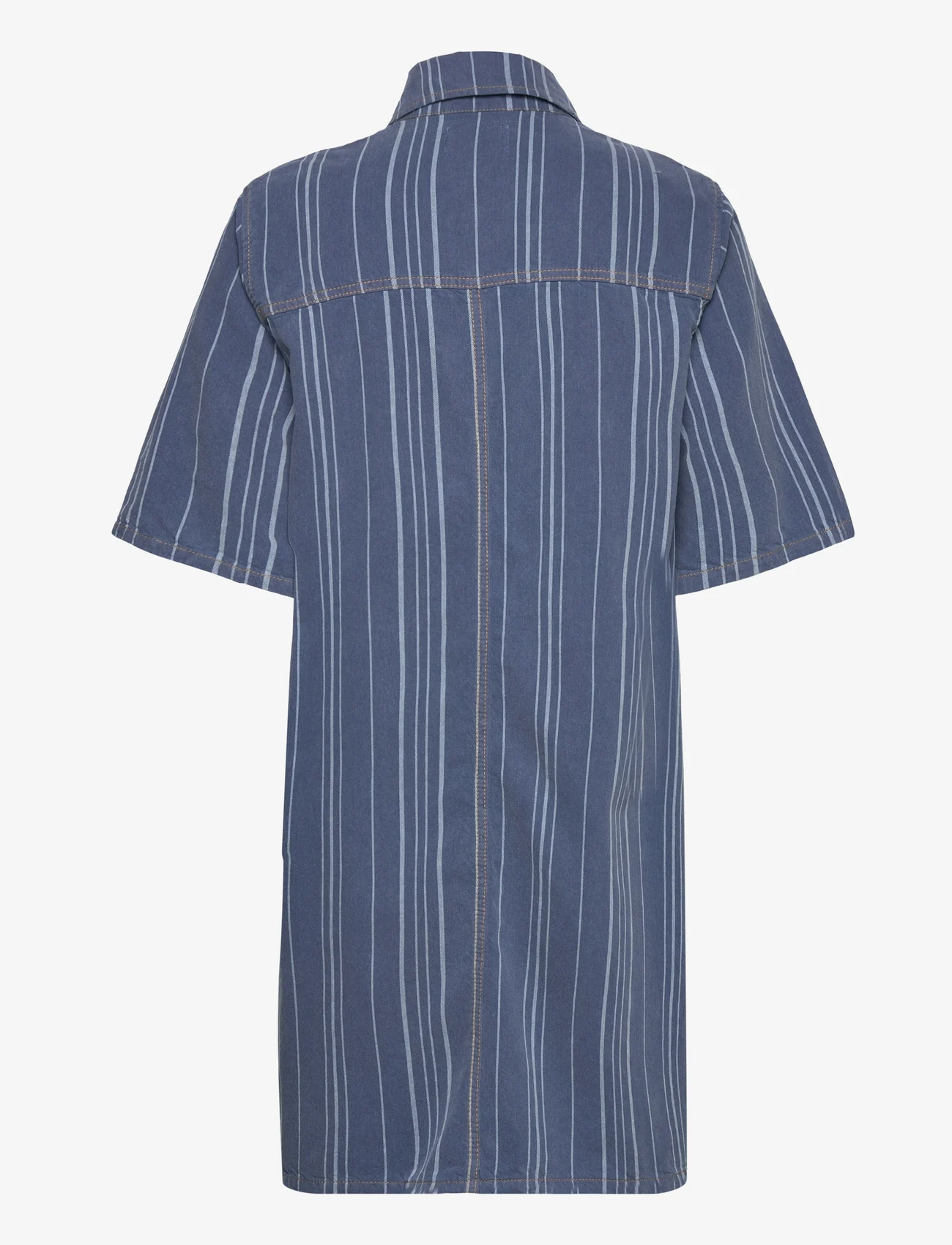Ganni - Light Stripe Denim - denim dresses - mid blue stone - 1