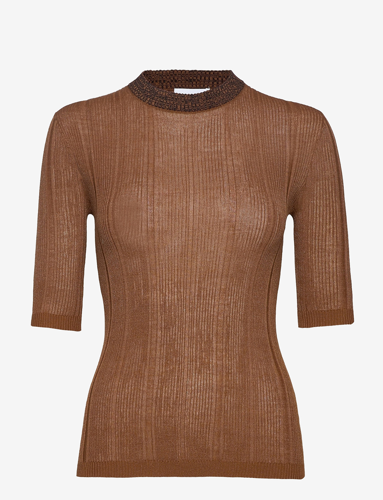 Ganni - Thin Cotton Rib - toffee - 0