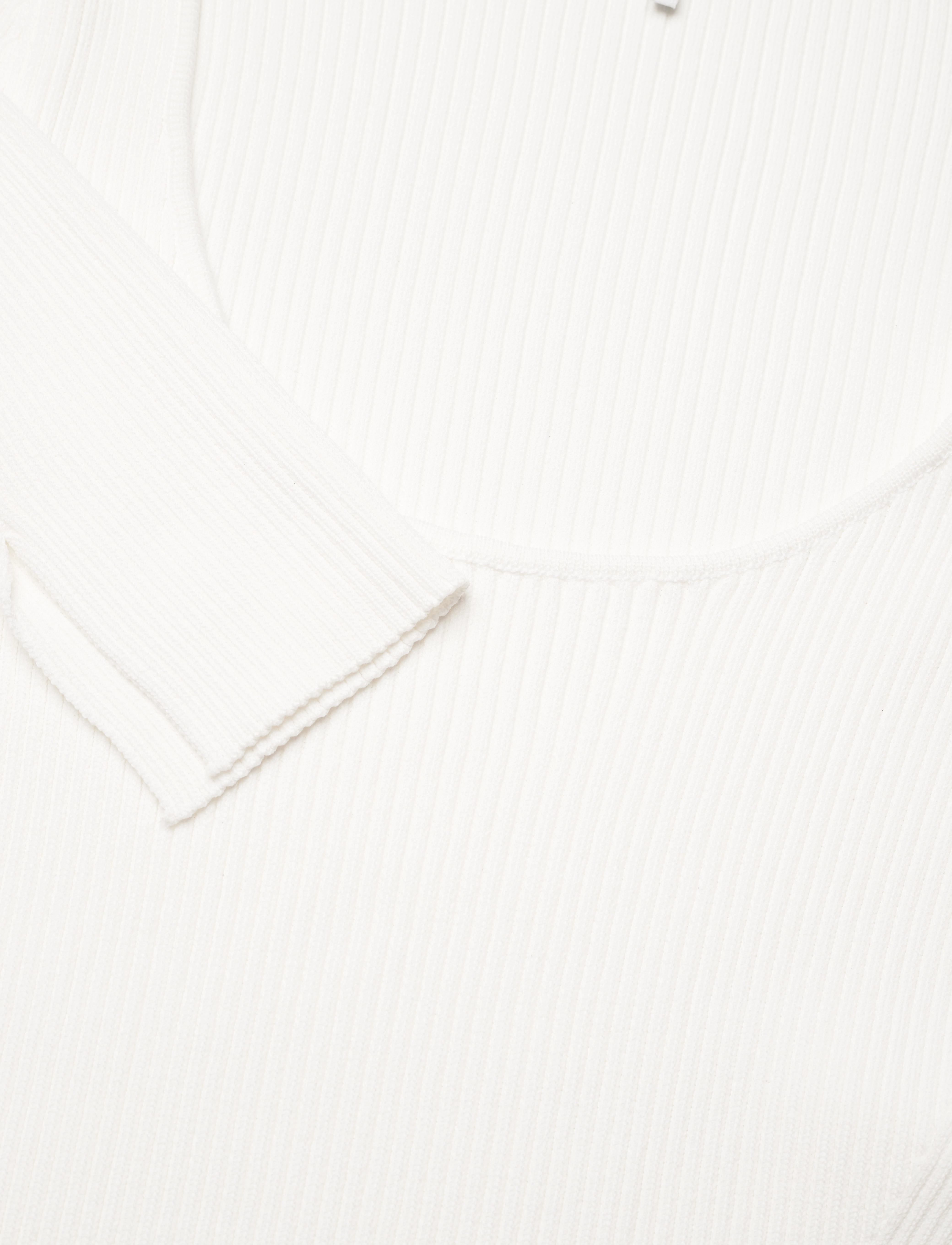Ganni - Long Sleeve Low Roundneck Slim Dress - strickkleider - egret - 2
